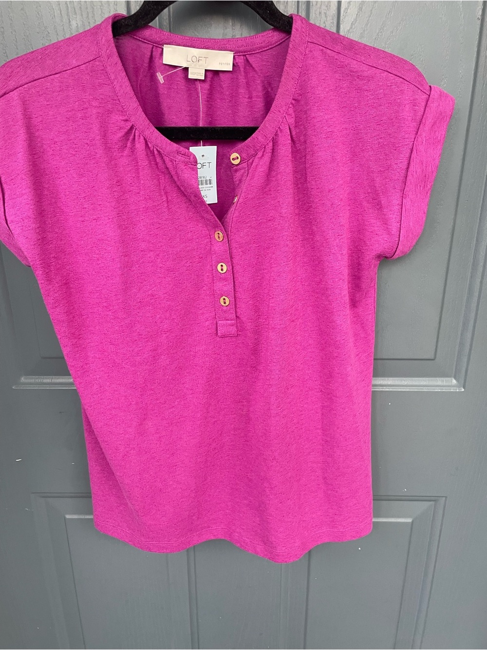 LOFT Bright Fuchsia Henley Top